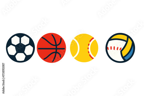Collection of various sports balls for different athletic games and activities