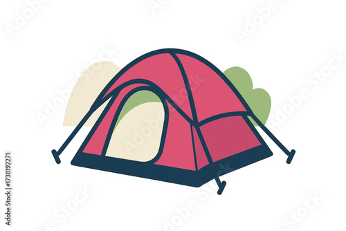 Vibrant pink camping tent for outdoor adventure, wilderness exploration, and travel