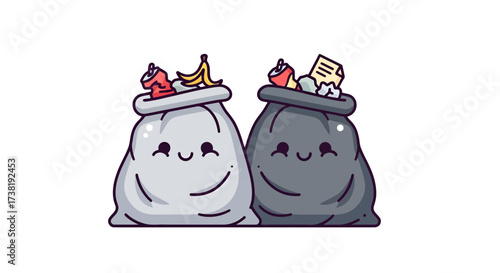 Cheerful cartoon trash bags: A whimsical take on waste management and environmental awareness