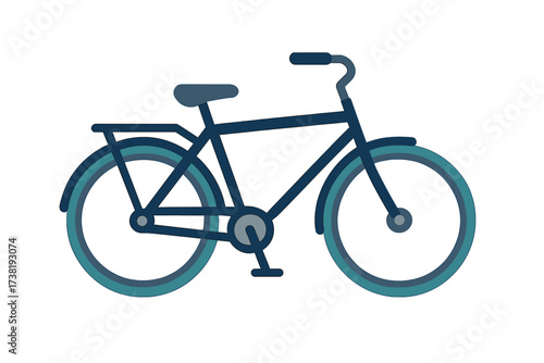 Stylized blue bicycle with luggage rack for urban commuting and healthy lifestyle
