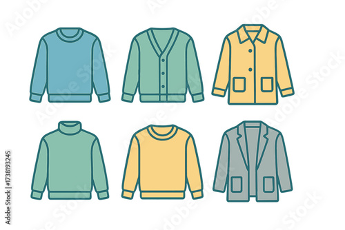Collection of various casual and semi-formal outerwear garments for men and women