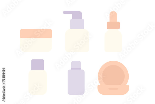Minimalist collection of beauty and skincare product containers for personal care