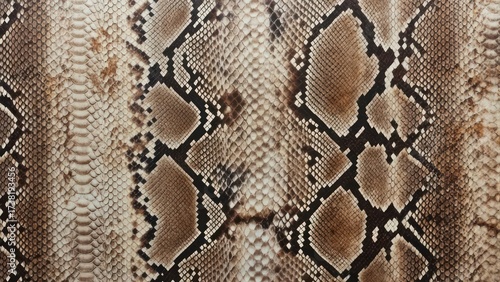 Detailed snake skin pattern with brown and black markings, close-up view.