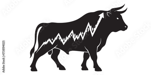 Silhouette of a bull with a stock market graph inside