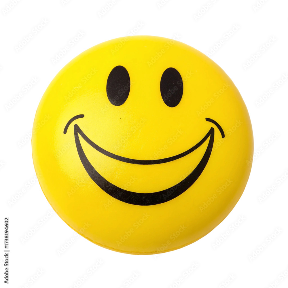Fototapeta premium A yellow smiley face stress ball isolated on transparent background