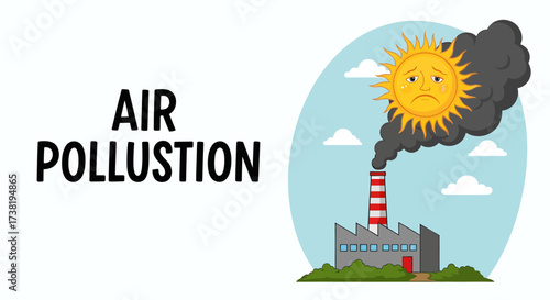 Illustration depicting air pollution and its negative impact on the environment and climate