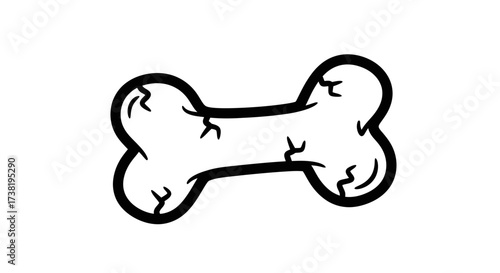 A Simple Cartoon Bone Illustration with Bold Outline and White Background