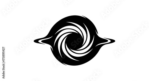 Abstract vortex design with symmetrical swirling motion in black and white scheme