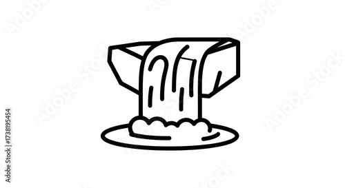 Abstract waterfall vector design featuring geometric rock formation outline icon
