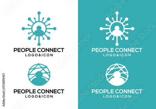 global technology people logo icon vector