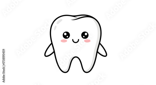 Adorable animated tooth character promoting dental care for children illustration