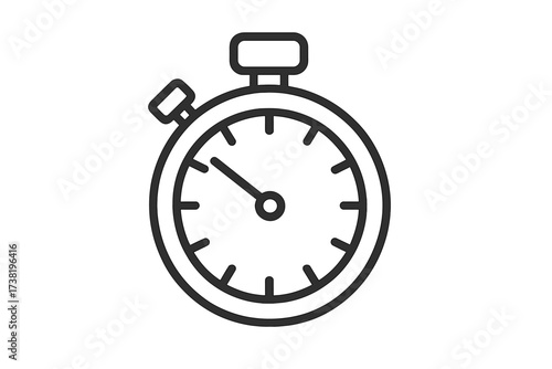 Stopwatch timer icon. Linear chronometer symbol. Concept for time, deadline, speed, urgency. Sport, race and competition measurement. Fast clock vector pictogram illustration.