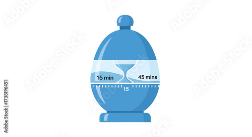 Blue egg timer illustration depicting time intervals for cooking applications or task management