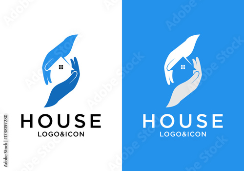 house and hand logo icon vector design