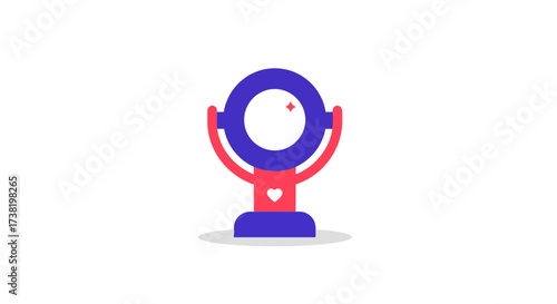 Charming lookout point icon with playful star and heart details design flat design