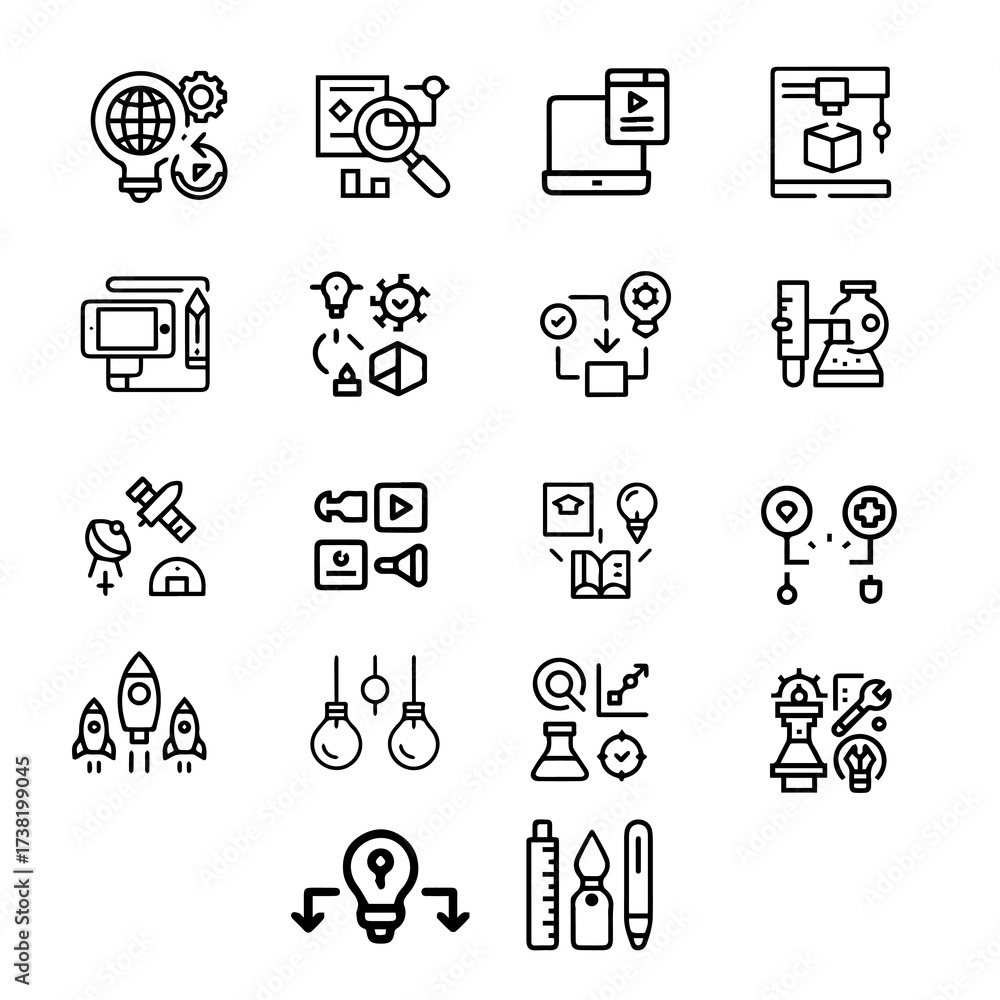 Fototapeta premium Line Art Icon (Creativity & Innovation) .
