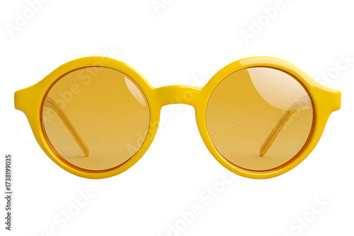 Bright yellow round sunglasses with dark lenses