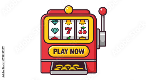 Illustration of a vibrant cartoon slot machine offering a chance at jackpot winnings