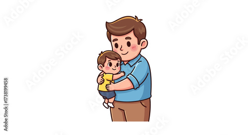 Illustrative depiction of a father affectionately holding his child with care