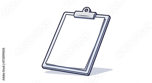 Isolated artistic clipboard with white sheet emphasizing creativity and documentation process