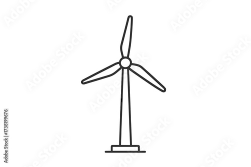 Thin line vector icon outline of a wind turbine windmill, sustainable renewable energy source, eco-friendly power generation, clean energy technology illustration