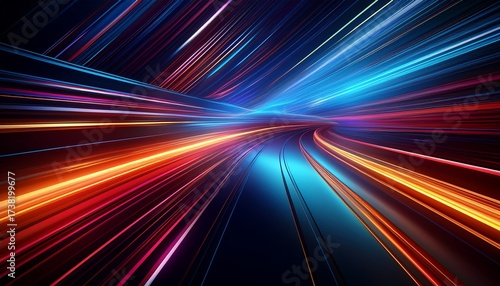 Dynamic Speed Light Trails Abstract Acceleration and Futuristic Technology Concept
