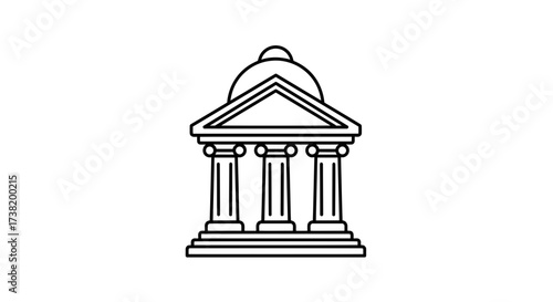 Outlined classical building icon for design projects requiring architectural motifs