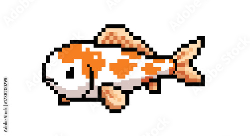 Pixelated aquatic animation: a captivating koi carp, evokes nostalgia for retro games
