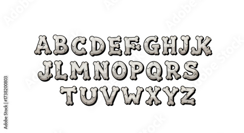 Spooky bone alphabet illustration for halloween themed design projects and compositions