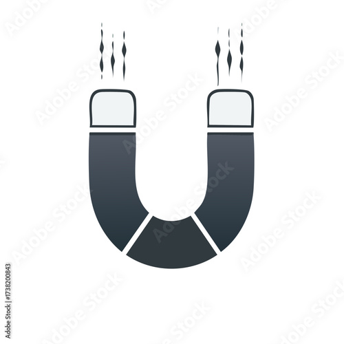 Illustration of a horseshoe magnet attracting objects or ideas, concept of attraction and force