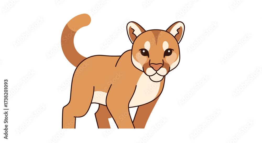 Obraz premium Stylized cougar illustration with clean lines and soft color palette for children's design