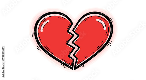 Stylized broken heart illustration on a white background conveying emotional distress