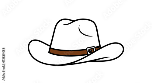 Stylized cowboy hat illustration with clean lines and a traditional design element