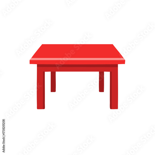 Red Square Table Illustration, Furniture for Kids Activities, Small Desk