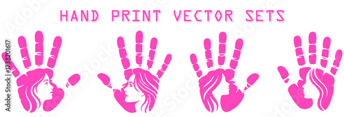 Pink vector hands holding a heart as a love symbol and charity sign illustration. hand, hands, fingers, silhouette, handprint, vector, illustration.