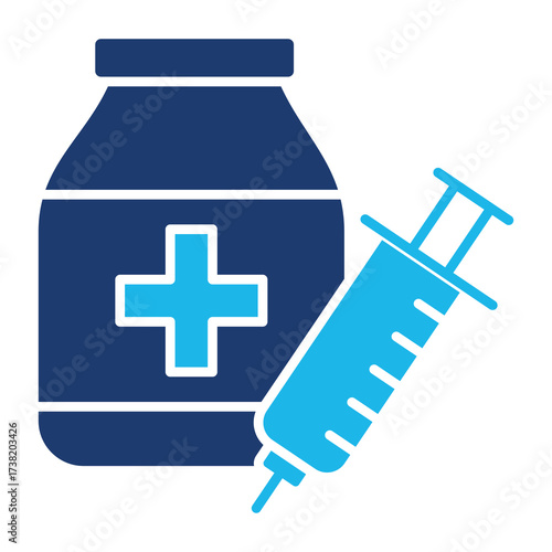 Drug Icon In Blue Monochrome Flat Design, Vector Illustration 