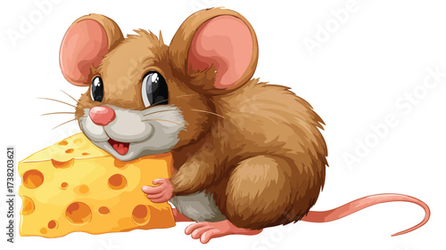 Adorable Brown Cartoon Mouse Enjoying Happiness and Joyful Expression