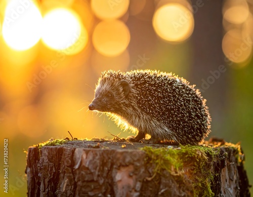 Hedgehog at sunset