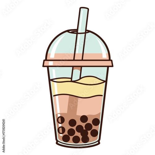 Boba Tea Illustration with Straw