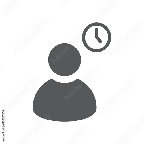Service time sign. Waiting line sign . Man with a watch, vector.