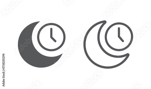 Moon With Clock, vector, icon.