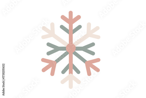 Minimalist pastel snowflake design for winter holidays and seasonal decoration