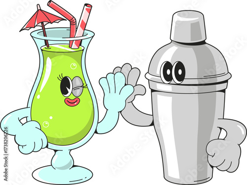 Cocktail and Shaker Mascots