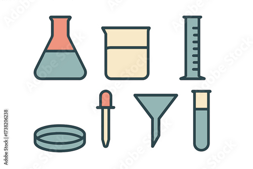 Essential laboratory glassware and scientific research tools for chemistry and biology experiments