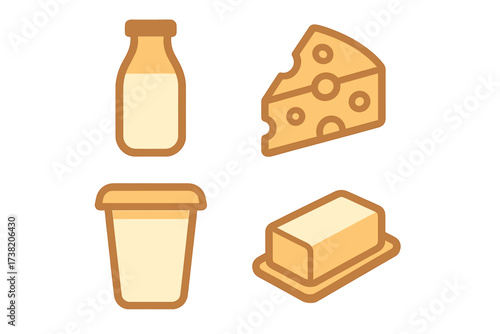 Collection of fresh milk, aged cheese, creamy yogurt, and rich butter products