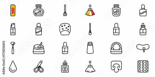 Essential beauty and cosmetic tools collection featuring bottles, applicators, and skincare essentials for a radiant, pampered routine