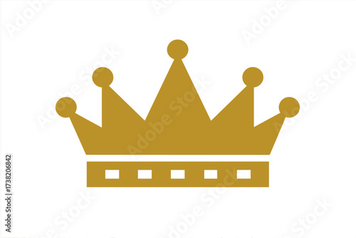 Golden flat vector crown icon illustration, royal symbol design with transparent background, luxury emblem, majestic heritage, monarchy and leadership concept, classic king crown silhouette