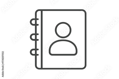 Address book icon with thin line design, phone contact list vector illustration, transparent background, organized contact organizer, folder with user profile symbol