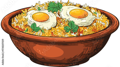 Exquisite Biryani Art Design Food Vector Illustration for Creative Projects