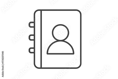 Address book icon vector, thin line phone contact list illustration, personal organizer, user profile symbol, transparent background, digital contact directory design